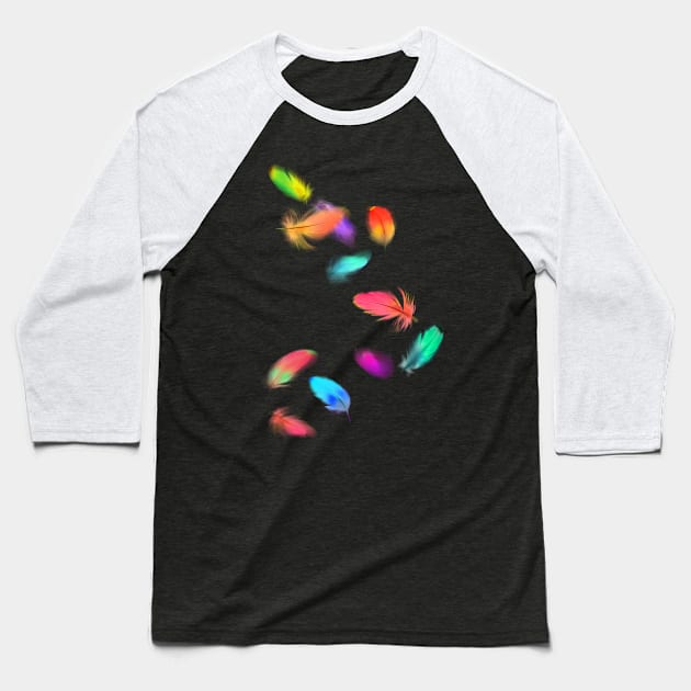 Colour ful feathers Baseball T-Shirt by teedesign20